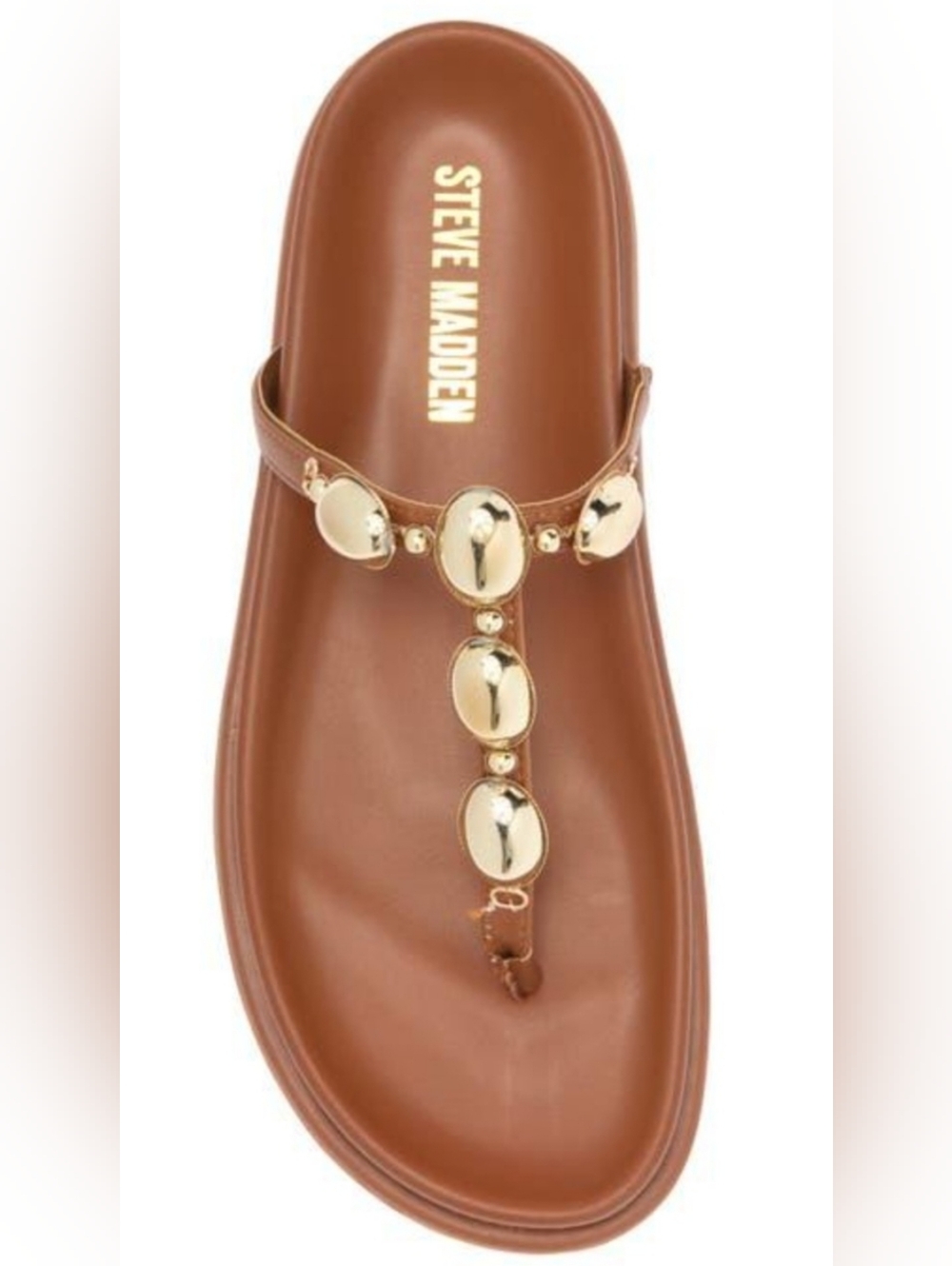 NWOB Steve Madden Brown Sandal with Gold Medallions